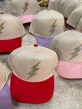 5 Panel Cotton Two-Tone Hats with lightning strike