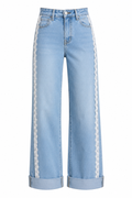 Lace Mid-High Rise Jeans