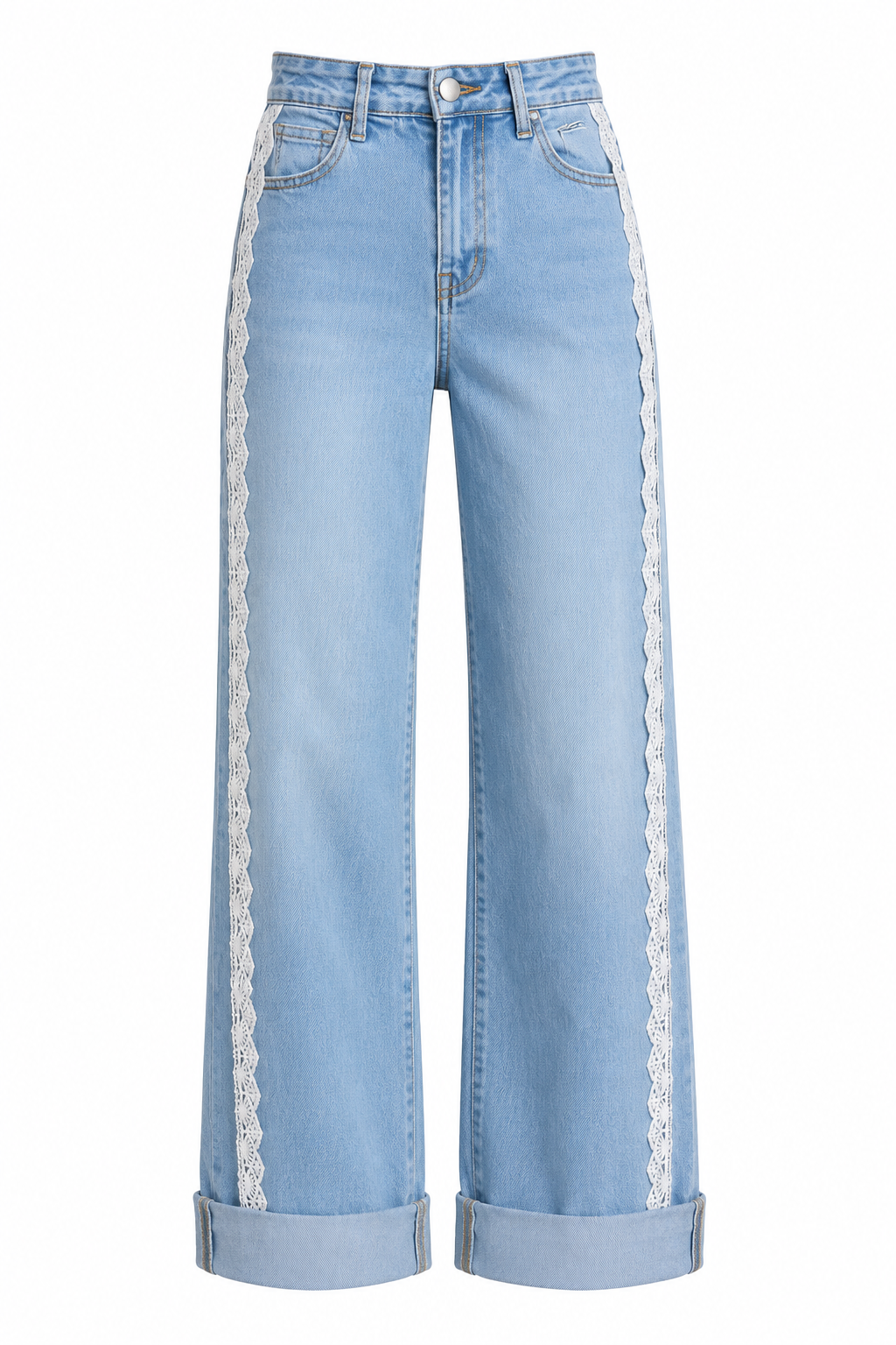 Lace Mid-High Rise Jeans