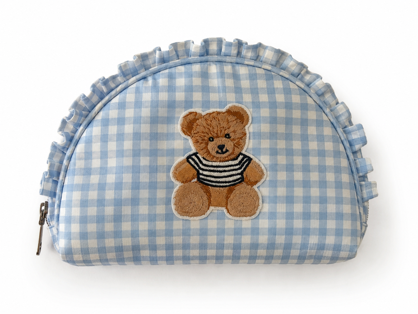 Blue Gingham Bear Pouch