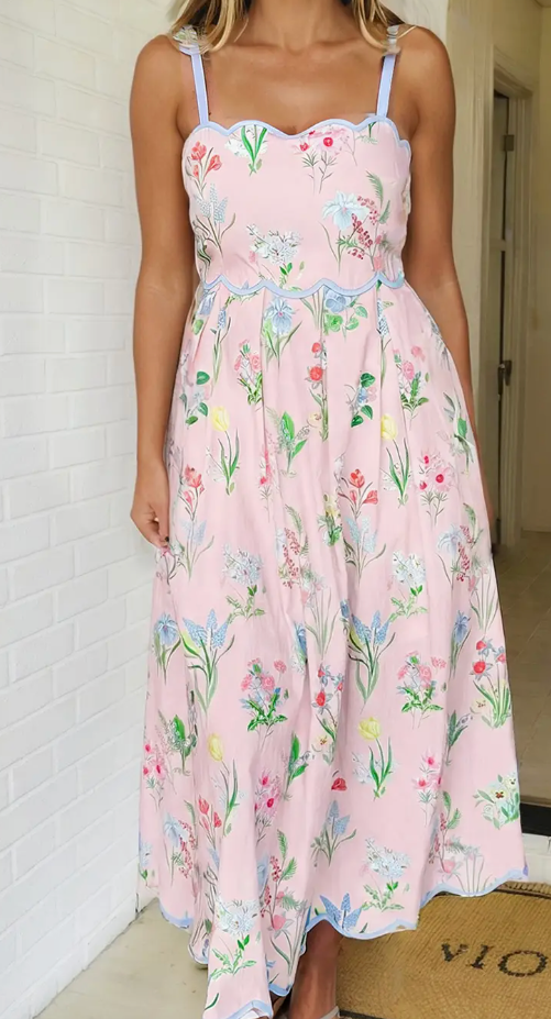 Dress - Floral Midi High Waist